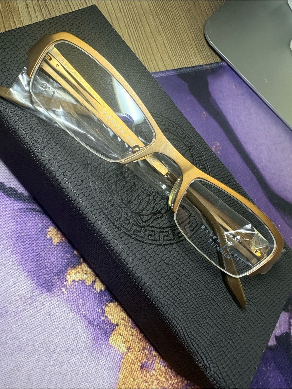 Vintage Ralph Lauren Titanium Eyeglasses in Metallic Bronze